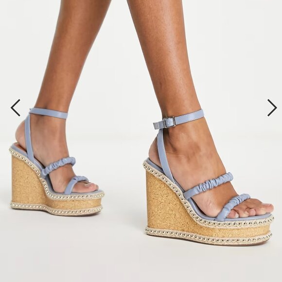 ASOS DESIGN Tulum strappy wedges in blue - Picture 5 of 5